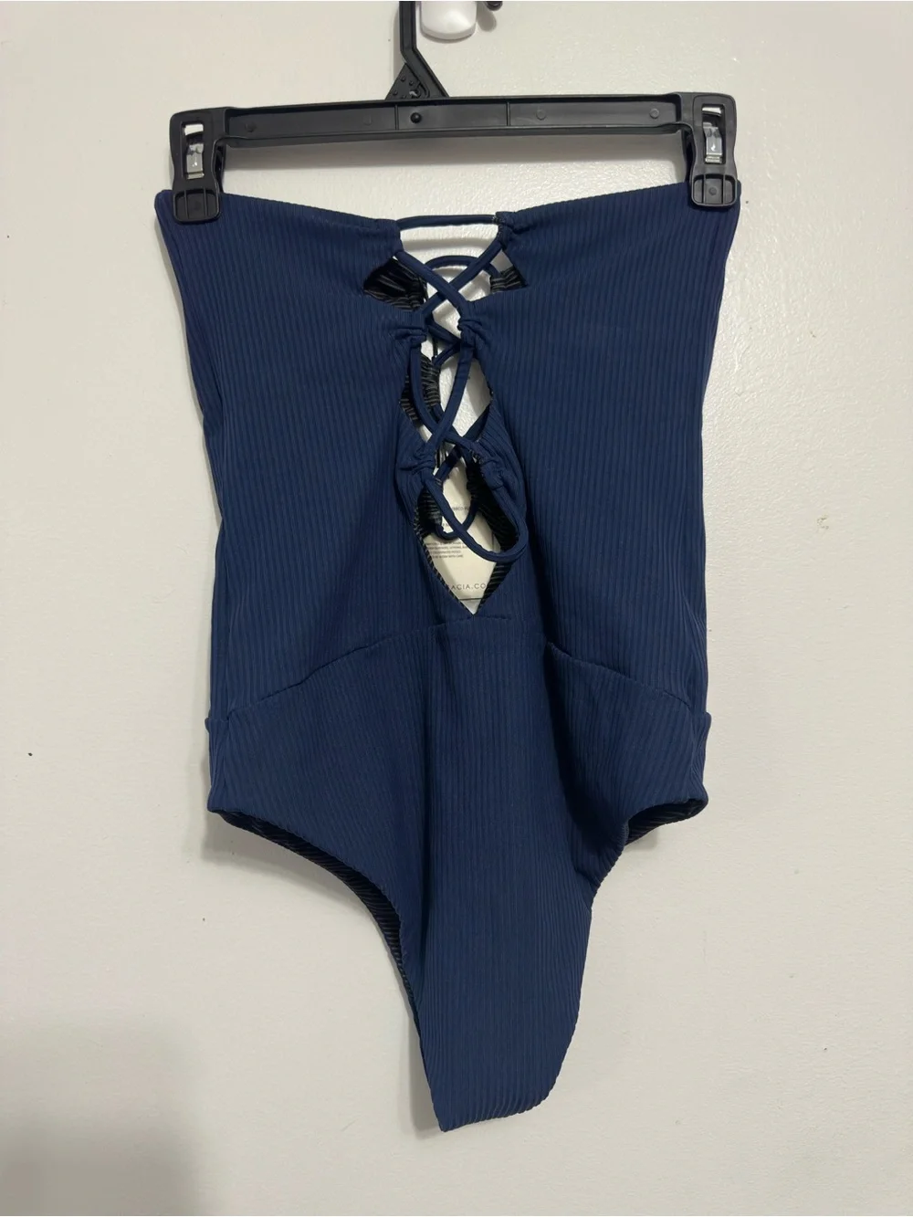 ACACIA Blue Cut Out One Piece Swimsuit. Size M - Picture 4 of 5